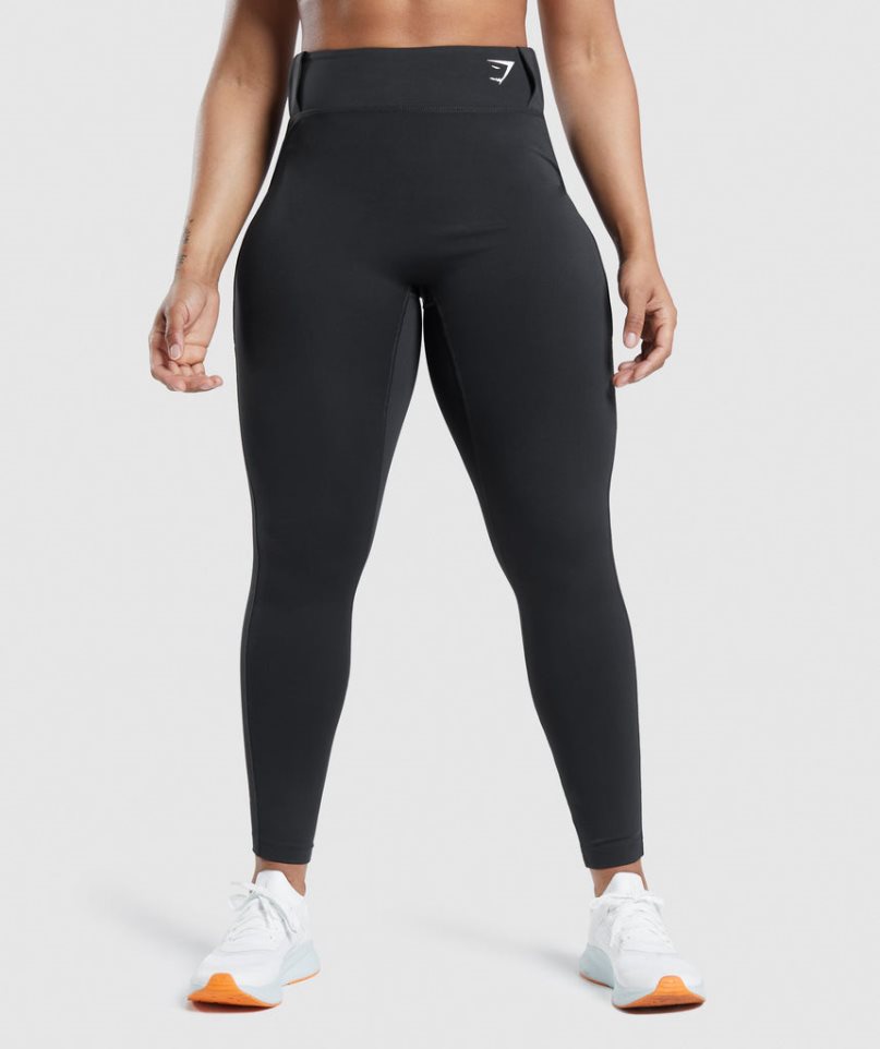 Legginsy Gymshark Sportowe Damskie Czarne | PL 236KAD